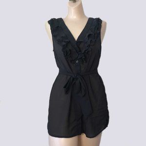 Anthro FEI chiffon ruffle neck sleeveless top